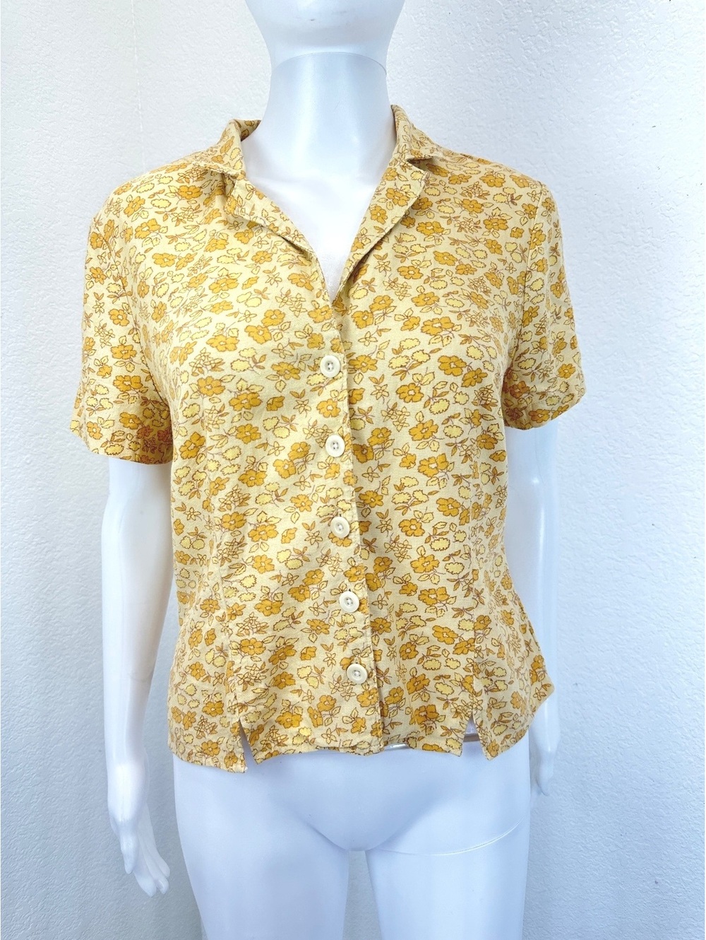 Madewell Women’s Sz S Yellow Floral Hilltop Piccola Marigold Retro Style Linen